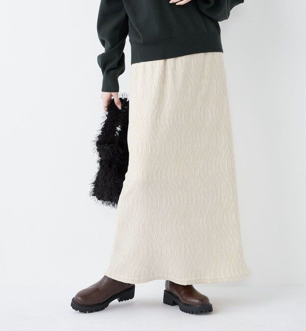 SHIPS Colors 「SHIPS Colors:〈手洗い可能〉ポリエステル ベロア プリーツ タイトスカート」|スカート|