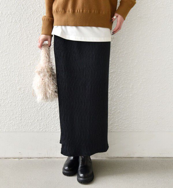 SHIPS Colors 「SHIPS Colors:〈手洗い可能〉ポリエステル ベロア プリーツ タイトスカート」|スカート|