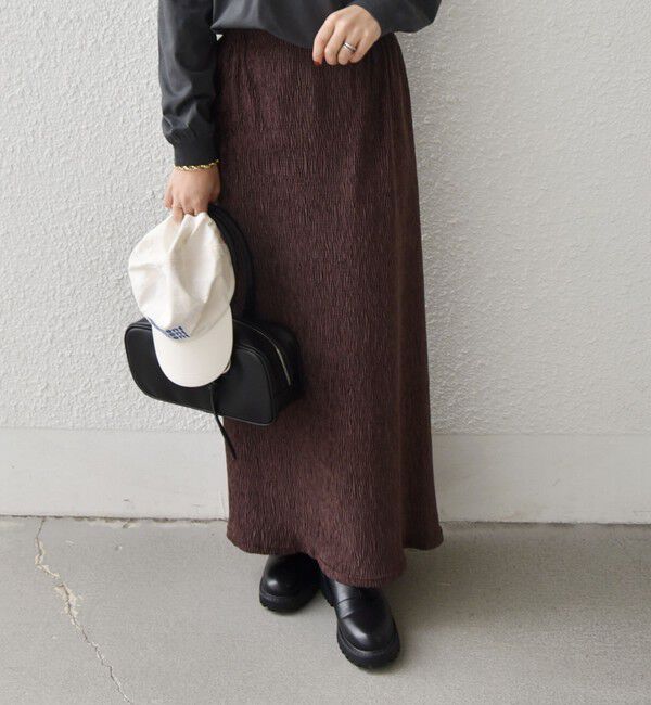 SHIPS Colors 「SHIPS Colors:〈手洗い可能〉ポリエステル ベロア プリーツ タイトスカート」|スカート|