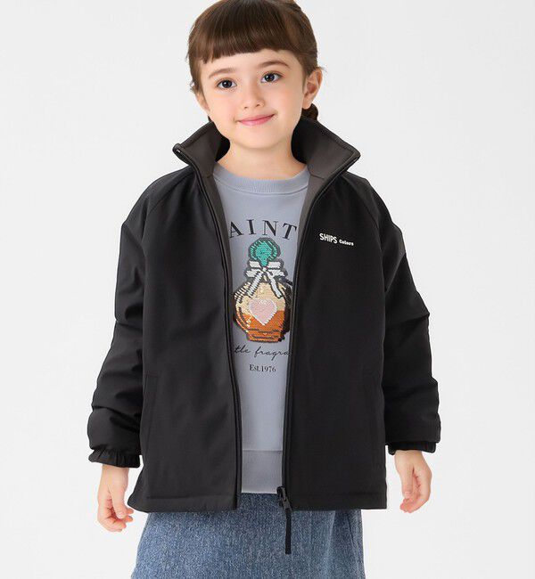 SHIPS Colors 「SHIPS Colors:110～150cm/ 〈洗濯機可能〉リバーシブル ジップブルゾン◇」|ブルゾン・スタジャン|ブラック