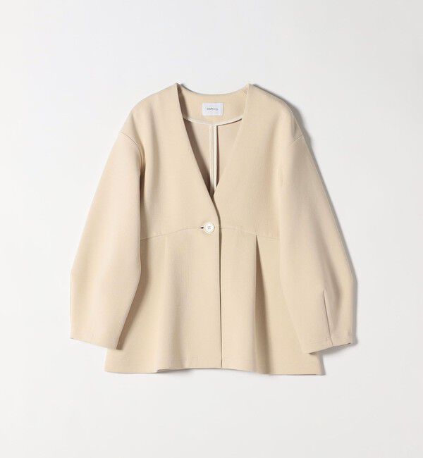 SHIPS any「SHIPS any:〈手洗い可能〉ダンボール ペプラム Vネック ジャケット」|ノーカラージャケット|