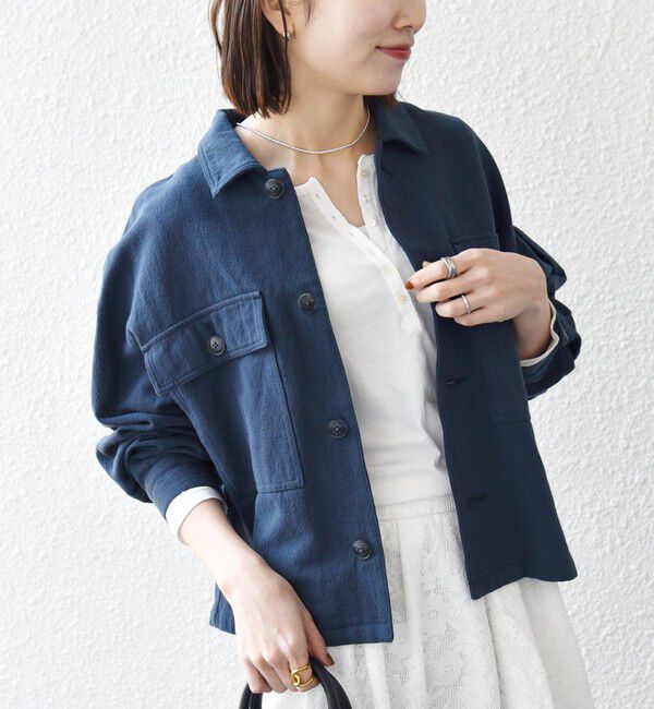 SHIPS any「《予約》SHIPS any:〈洗濯機可能〉カルゼ ショート ワーク ジャケット」|その他|ネイビー