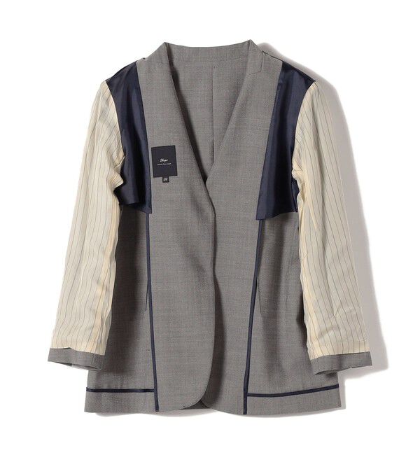 SHIPS for women「SHIPS Primary Navy Label:カラー レス ジャケット（グレー）」|ノーカラージャケット|