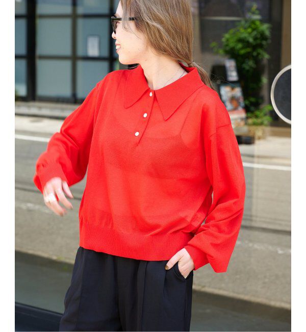 OUTDOOR PRODUCTS Usual Things「ハイゲージシアーロングスリーブニットポロシャツ」|ニット・セーター|