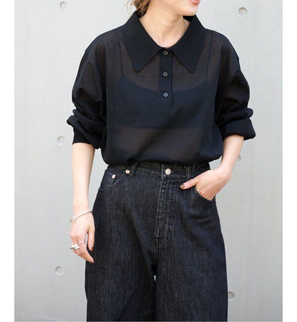 OUTDOOR PRODUCTS Usual Things「ハイゲージシアーロングスリーブニットポロシャツ」|ニット・セーター|