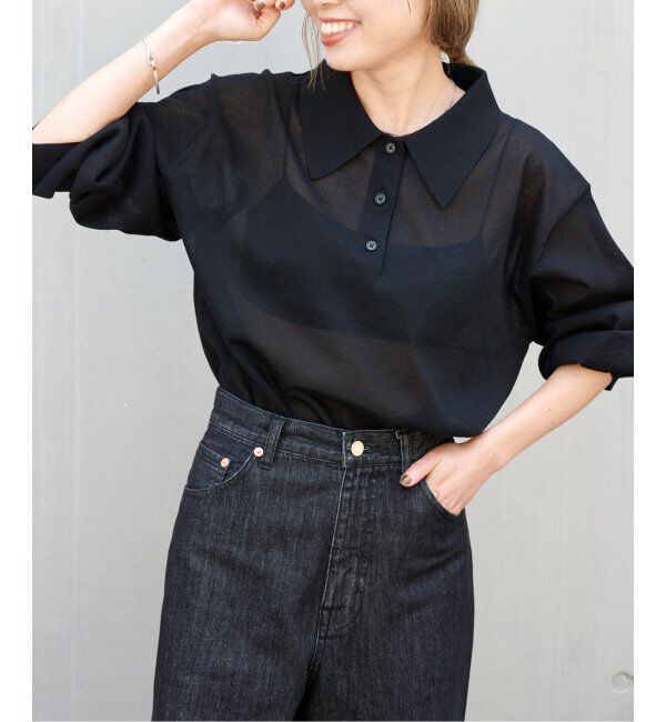 OUTDOOR PRODUCTS Usual Things「ハイゲージシアーロングスリーブニットポロシャツ」|ニット・セーター|