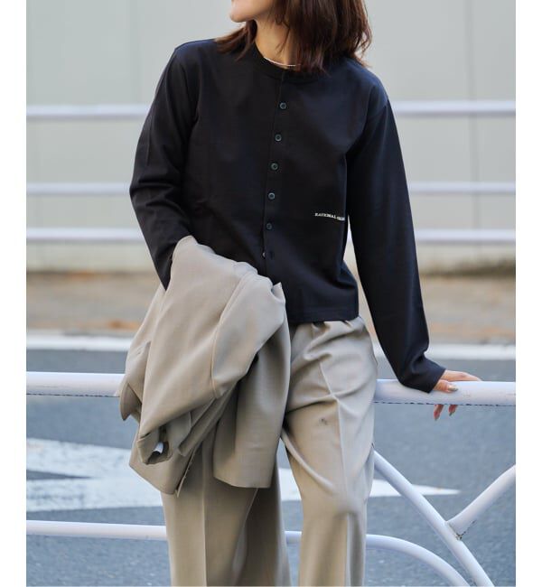 OUTDOOR PRODUCTS Usual Things「ロゴ刺繍コットンクルーネックカーディガン」|カーディガン|