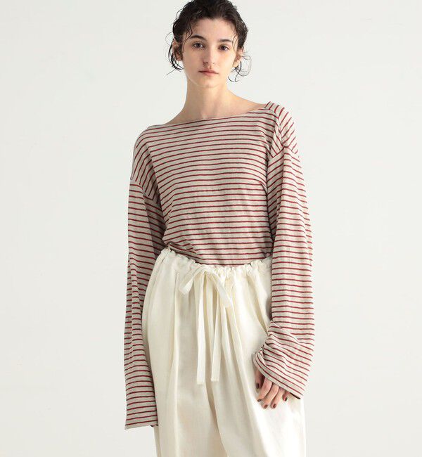 BACCA「リネンボーダー ショートカットソー」|Tシャツ・カットソー|