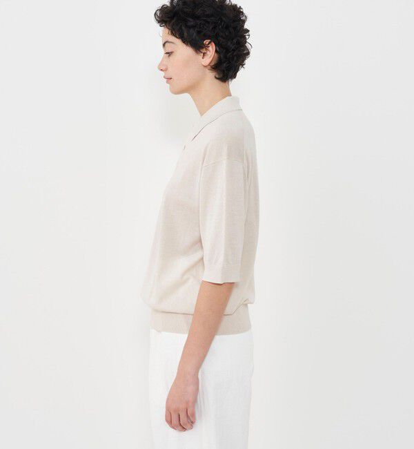 GALERIE VIE「クレープコットン ポロプルオーバー」|ニット・セーター|