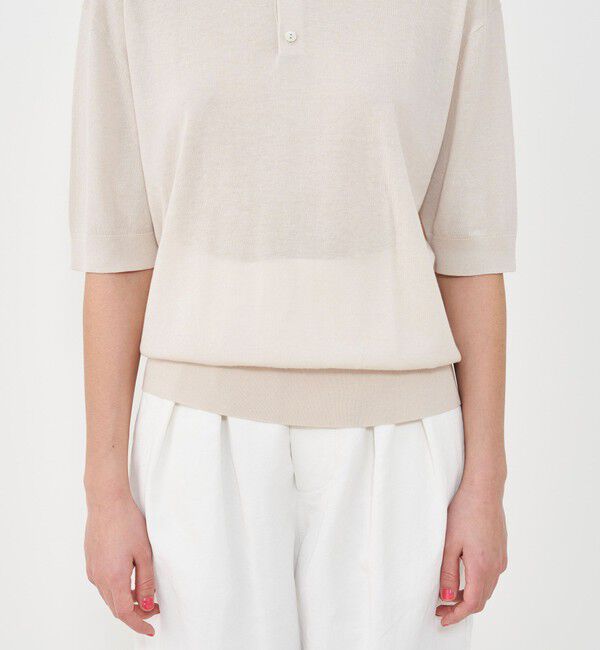 GALERIE VIE「クレープコットン ポロプルオーバー」|ニット・セーター|