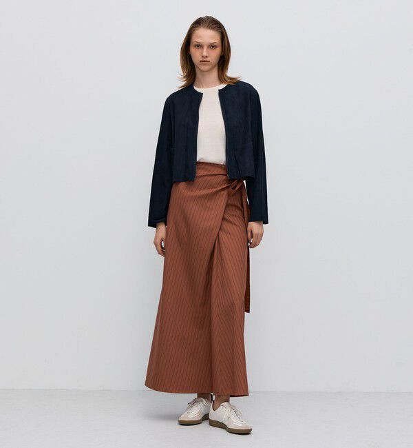 BACCA「ストライプギャバ ラップロングスカート」|スカート|