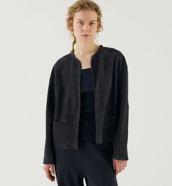 GALERIE VIE「ゴートスウェード ボックスジャケット」|ノーカラージャケット|