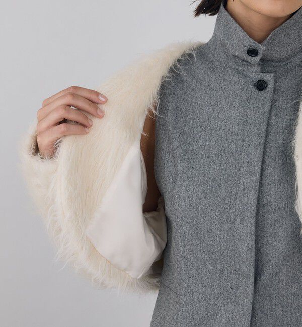 DES PRES「アルパカロングシャギー クロップドジャケット」|ノーカラージャケット|