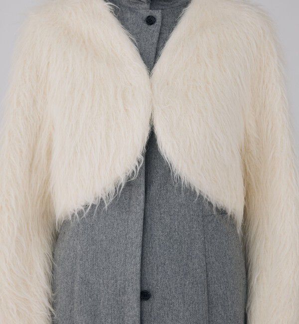 DES PRES「アルパカロングシャギー クロップドジャケット」|ノーカラージャケット|