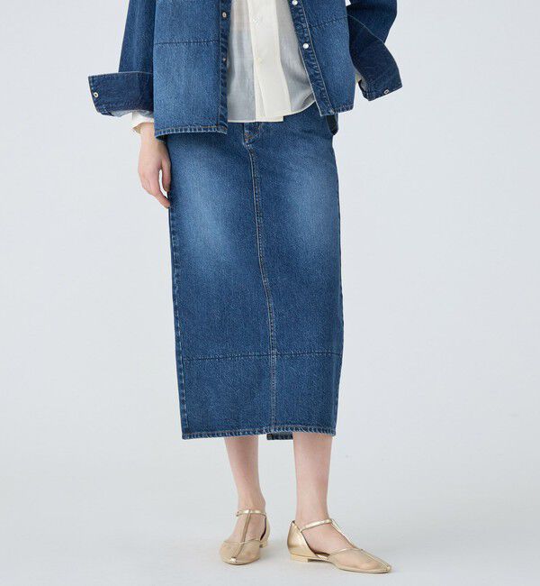 MACPHEE「コットンデニム Iラインロングスカート」|タイト|
