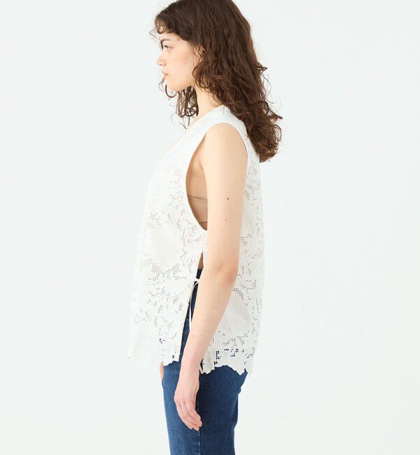 SOULEIADO「コットンエンブロイダリー Vカラージレ」|ベスト・ジレ|