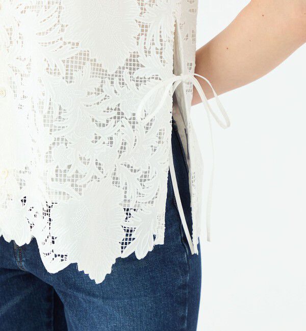 SOULEIADO「コットンエンブロイダリー Vカラージレ」|ベスト・ジレ|