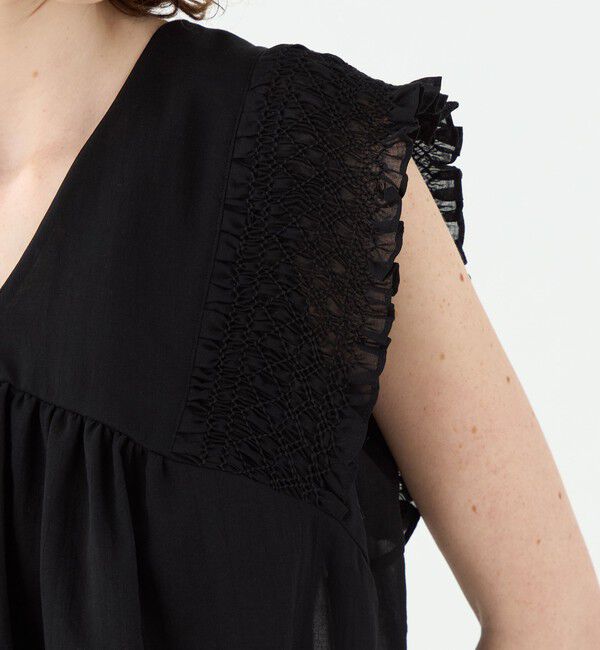 Ballsey「コットンクレープ Vネックブラウス」|シャツ・ブラウス|