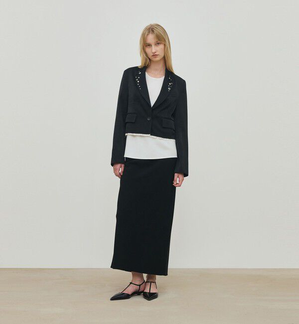 DES PRES「レーヨンサテン クロップドジャケット」|テーラードジャケット|