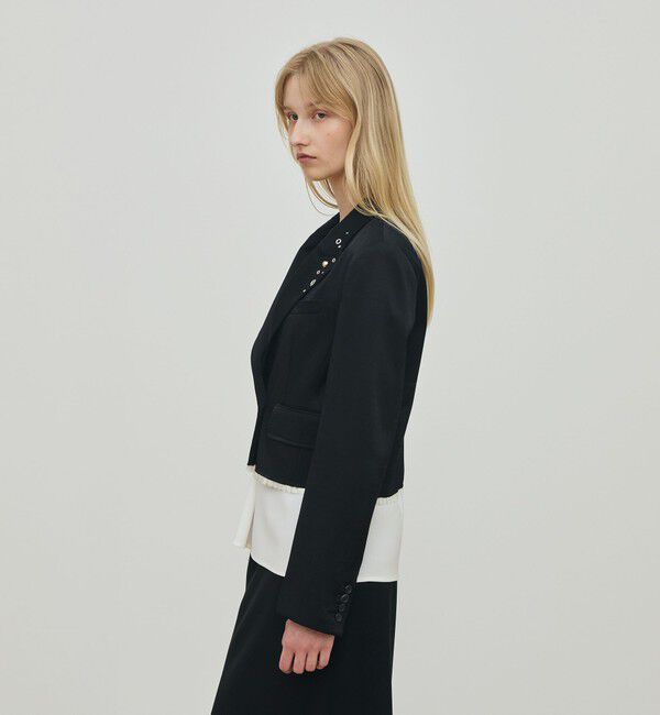 DES PRES「レーヨンサテン クロップドジャケット」|テーラードジャケット|