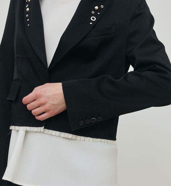 DES PRES「レーヨンサテン クロップドジャケット」|テーラードジャケット|