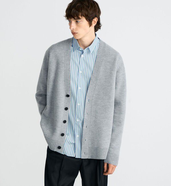 Edition「スラブ縮絨 Vネックカーディガン」|カーディガン|