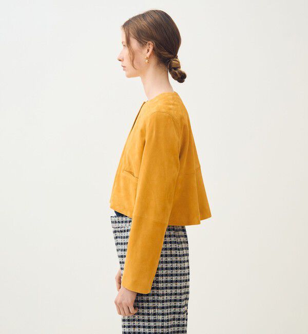 TOMORROWLAND collection「ゴートスエード クルーネックジャケット」|ノーカラージャケット|