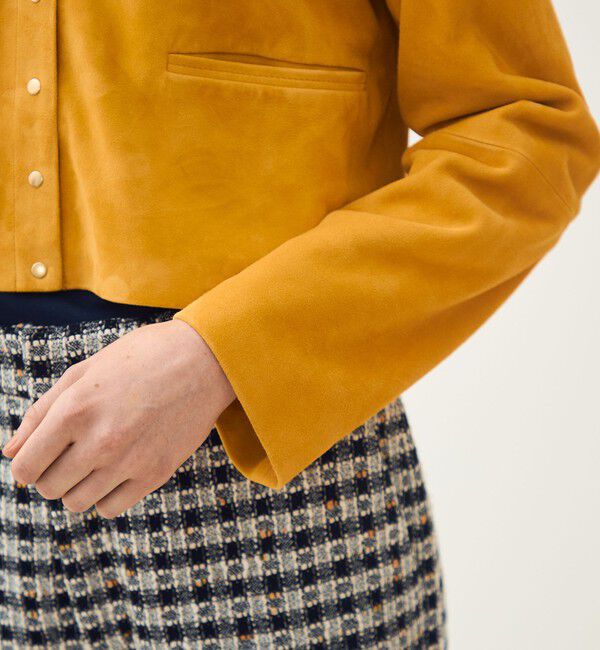 TOMORROWLAND collection「ゴートスエード クルーネックジャケット」|ノーカラージャケット|