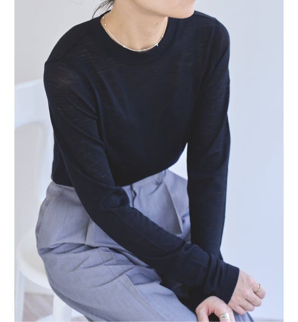 EMILYWEEK「《追加》スーパーウール クルーネックシアープルオーバー」|Tシャツ・カットソー|ブラック
