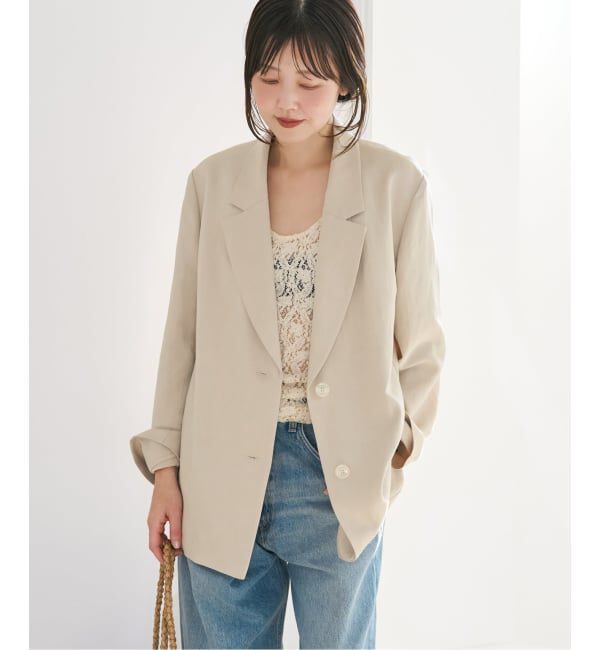Plage「《予約》sandy linen 混 ジャケット」|テーラードジャケット|ナチュラル