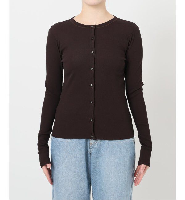 IENA LA BOUCLE「IENA LA BOUCLE ライトリブクルーネックカーディガン」|カーディガン|