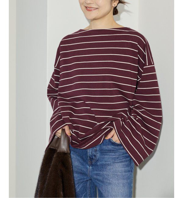 SLOBE IENA「《追加》ビックボーダープルオーバー」|Tシャツ・カットソー|ボルドー