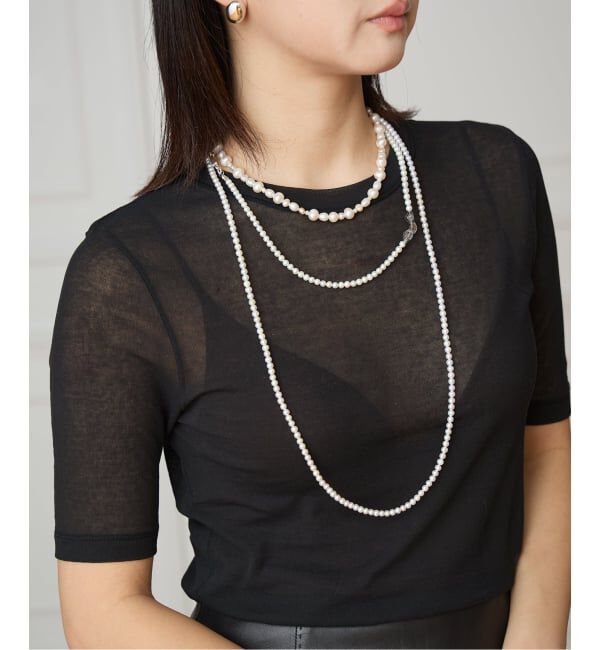 IENA LA BOUCLE「《追加》Y.A.Acc/ワイエーアク&times;LA BOUCLE別注 ロングパールネックレス」|ネックレス|ホワイト