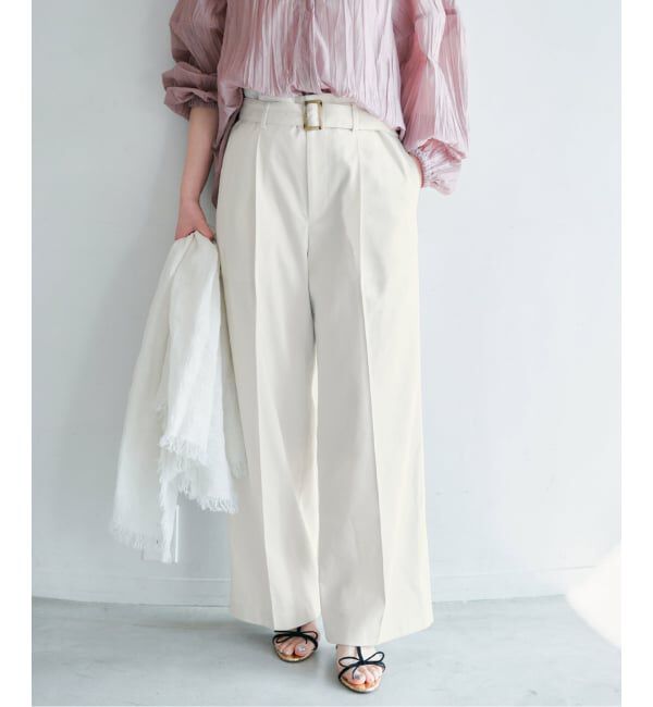 IENA「《予約》ベルテッドチノパンツ」|チノ|ナチュラル