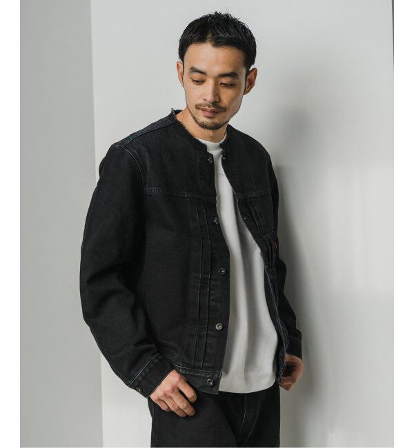 EDIFICE「《再入荷》Levi&rsquo;s(リーバイス) 別注 Type 1 Trucker Jacket BLACK "COLLARLESS"」|デニムジャケット|