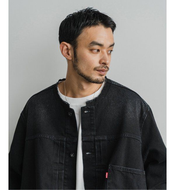 EDIFICE「《再入荷》Levi&rsquo;s(リーバイス) 別注 Type 1 Trucker Jacket BLACK "COLLARLESS"」|デニムジャケット|