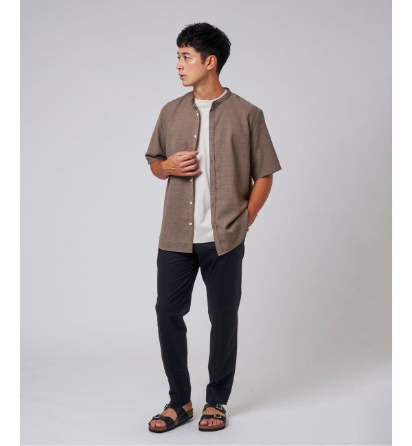 EDIFICE「"接触冷感＆吸水速乾" EVALET メッシュ バンドカラー シャツ」|シャツ・ブラウス|