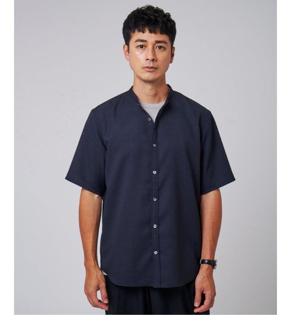 EDIFICE「"接触冷感＆吸水速乾" EVALET メッシュ バンドカラー シャツ」|シャツ・ブラウス|