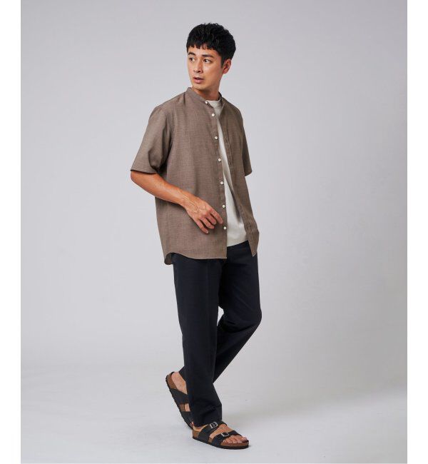 EDIFICE「"接触冷感＆吸水速乾" EVALET メッシュ バンドカラー シャツ」|シャツ・ブラウス|