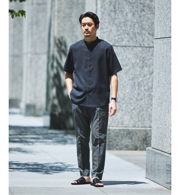 EDIFICE「"接触冷感＆吸水速乾" EVALET メッシュ バンドカラー シャツ」|シャツ・ブラウス|