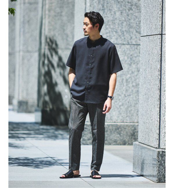 EDIFICE「"接触冷感＆吸水速乾" EVALET メッシュ バンドカラー シャツ」|シャツ・ブラウス|