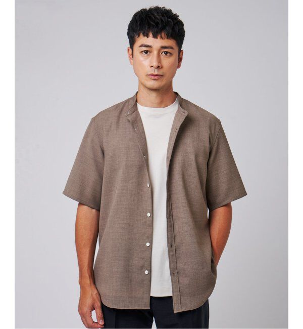 EDIFICE「"接触冷感＆吸水速乾" EVALET メッシュ バンドカラー シャツ」|シャツ・ブラウス|