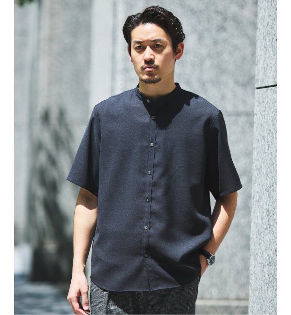 EDIFICE「"接触冷感＆吸水速乾" EVALET メッシュ バンドカラー シャツ」|シャツ・ブラウス|