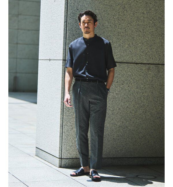 EDIFICE「"接触冷感＆吸水速乾" EVALET メッシュ バンドカラー シャツ」|シャツ・ブラウス|