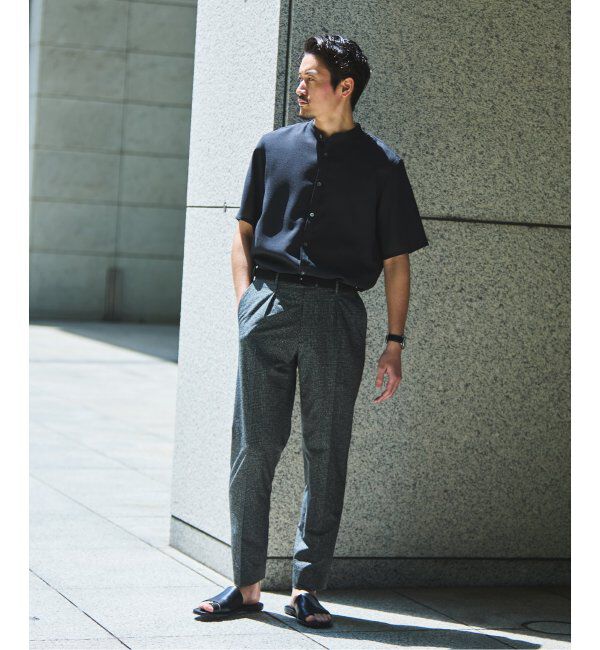 EDIFICE「"接触冷感＆吸水速乾" EVALET メッシュ バンドカラー シャツ」|シャツ・ブラウス|