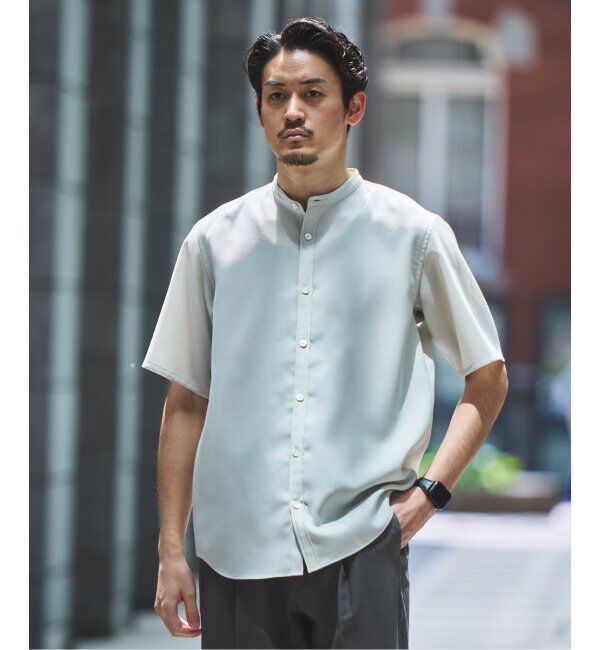EDIFICE「"接触冷感＆吸水速乾" EVALET メッシュ バンドカラー シャツ」|シャツ・ブラウス|