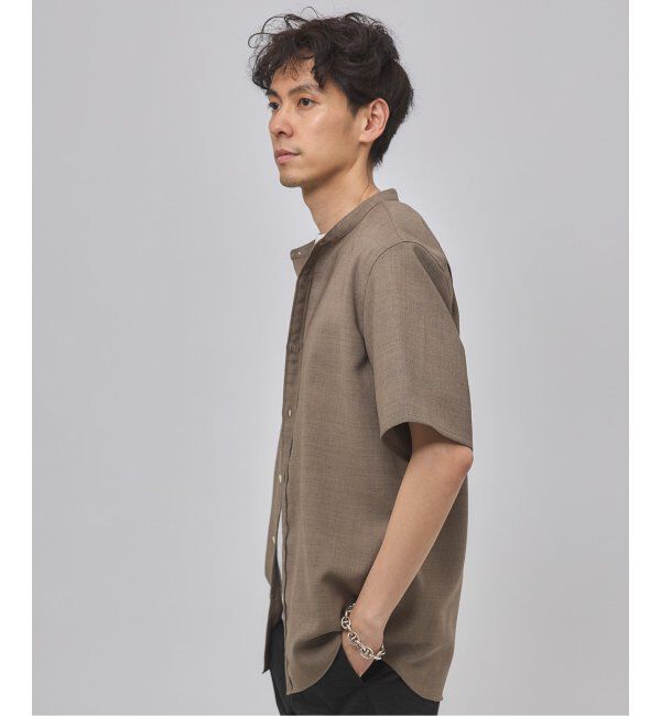 EDIFICE「"接触冷感＆吸水速乾" EVALET メッシュ バンドカラー シャツ」|シャツ・ブラウス|