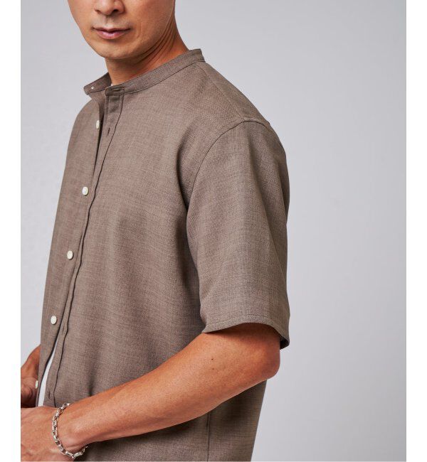 EDIFICE「"接触冷感＆吸水速乾" EVALET メッシュ バンドカラー シャツ」|シャツ・ブラウス|