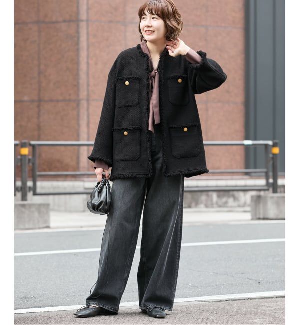 journal standard L'essage「GIOLICAツイードBIGジャケット」|ノーカラージャケット|