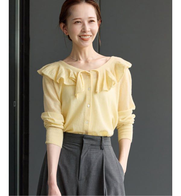 JOURNAL STANDARD「シアーアルパカMIXフリルカーディガン」|カーディガン|